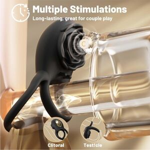 Silicone Ring with Rose 8 Vibrations Remote Control